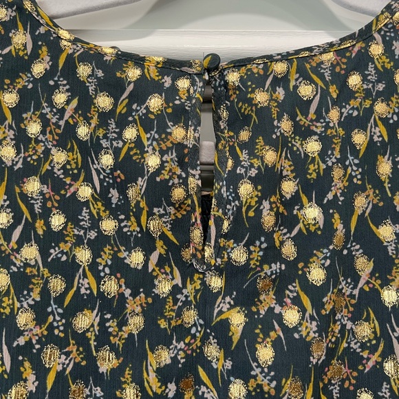 NWT LC Lauren Conrad Smocked Yoke Babydoll Dress, fall & winter colors gold - Picture 12 of 13